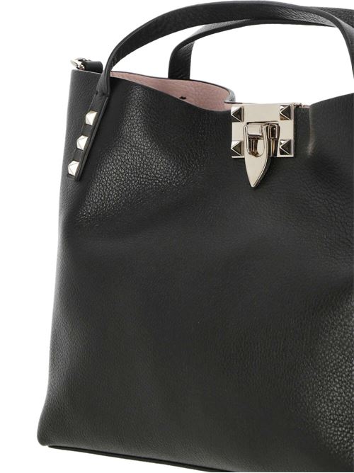 black/rose pink calf leather grained texture gold-tone Rockstud Valentino Garavani | 4W2B0K11VSN44A